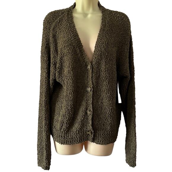 Social Standard by Sanctuary Olive Boucle Cardigan Sweater Woman's Small - Picture 1 of 10